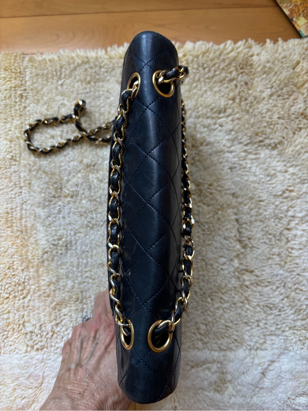 CHANEL Double Flap Black Quilted Shoulder Bag with Gold Chain & CC Lock - Picture 3 of 16